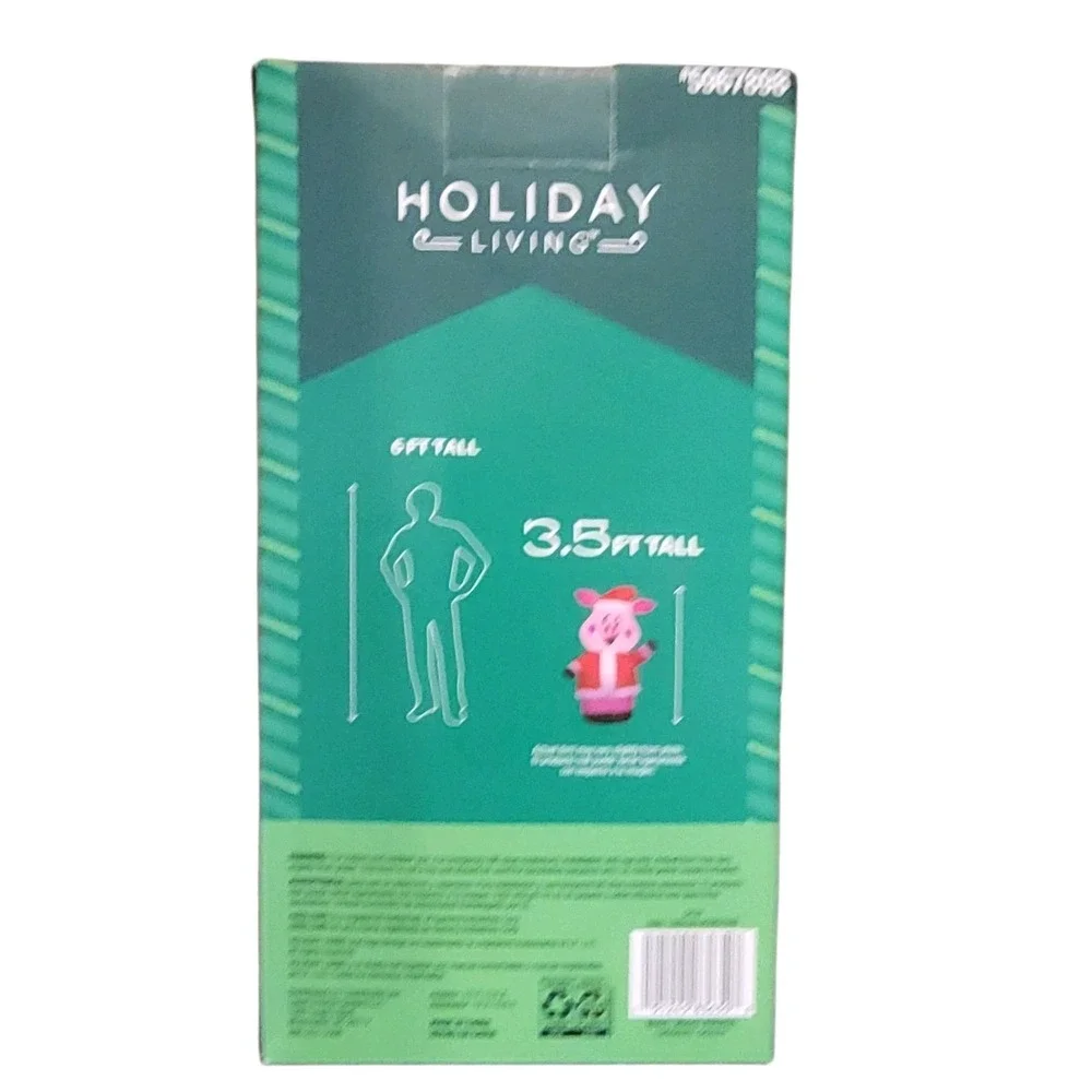 3.5 FT Super Cute Pink Pig Santa Suit LED Christmas‎ Inflatable Yard Decoration